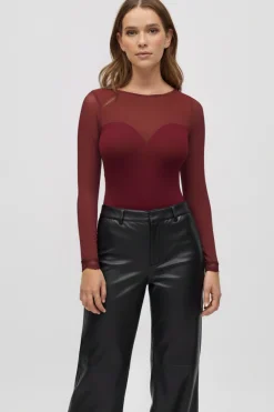 Mujer Ysabel Mora Bodies Lenceros|Bodies Lenceros<Body lencero manga larga espalda abierta granate